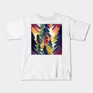 Christmas Tree Watercolor Geometric Design Kids T-Shirt